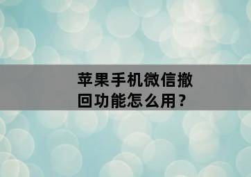 苹果手机微信撤回功能怎么用? 苹果手机微信撤回功能怎么用?-图片2